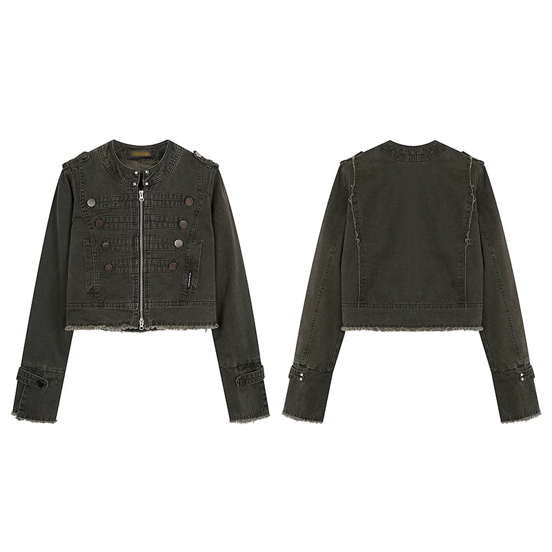 HABON American Street Deconstructed Cropped Jacket for Women