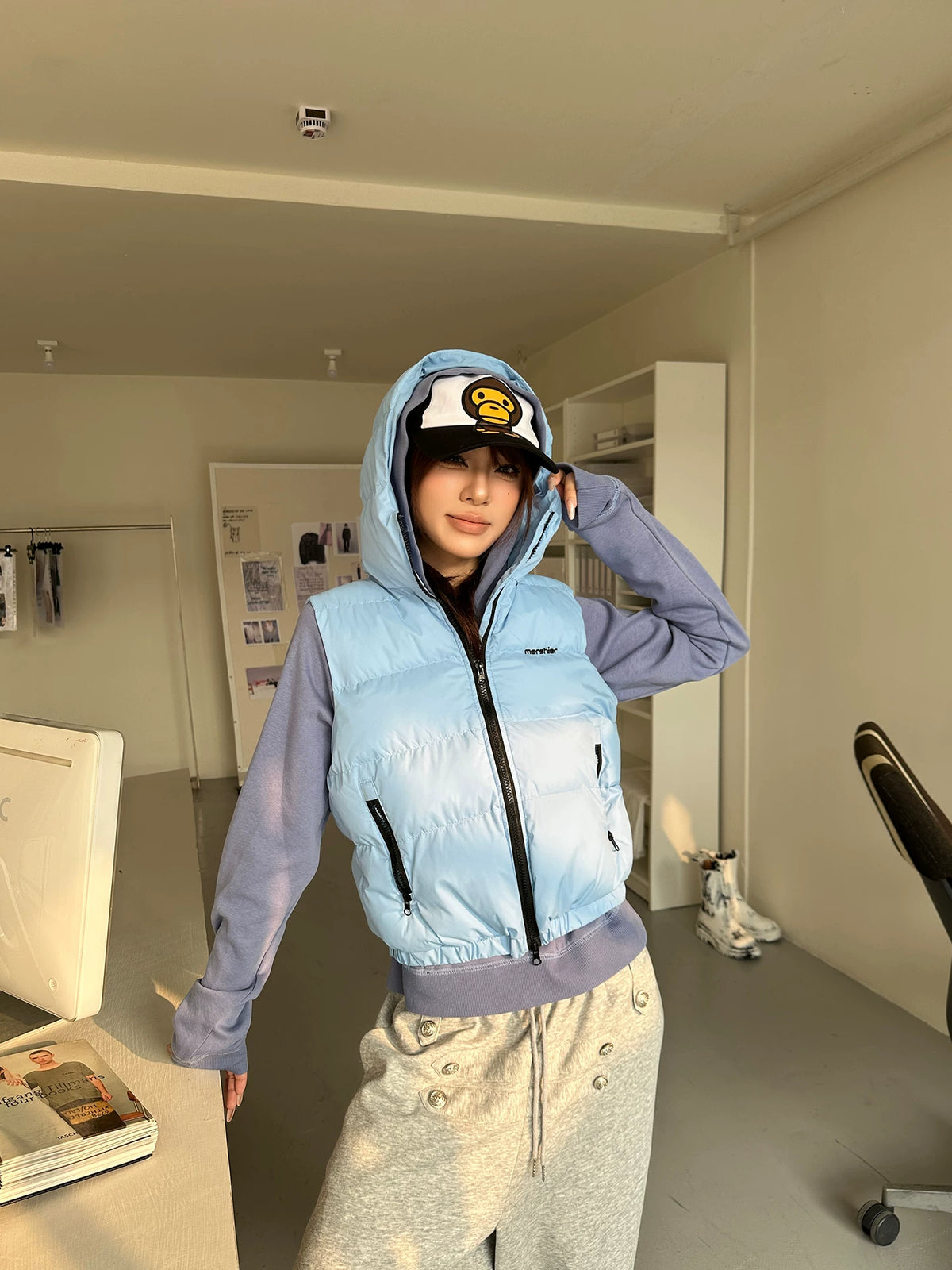 HABON American Style Hooded Padded Vest, Loose Fit for Men and Women