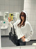 HABON American Gothic Rhinestone Hooded Cardigan T-Shirt