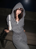 HABON American Style Studded Hooded Cardigan Sweatshirt Set