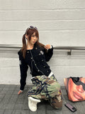 HABON American Style Badge Embroidered Knit Hooded Sweater