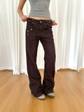 HABON Women's Vintage Distressed Flared Straight Leg Jeans