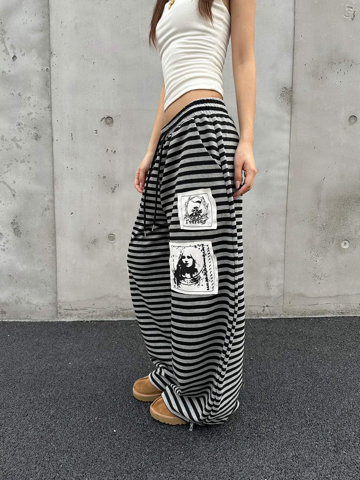 Unisex American Style Loose Fit Drawstring Oversized Trousers