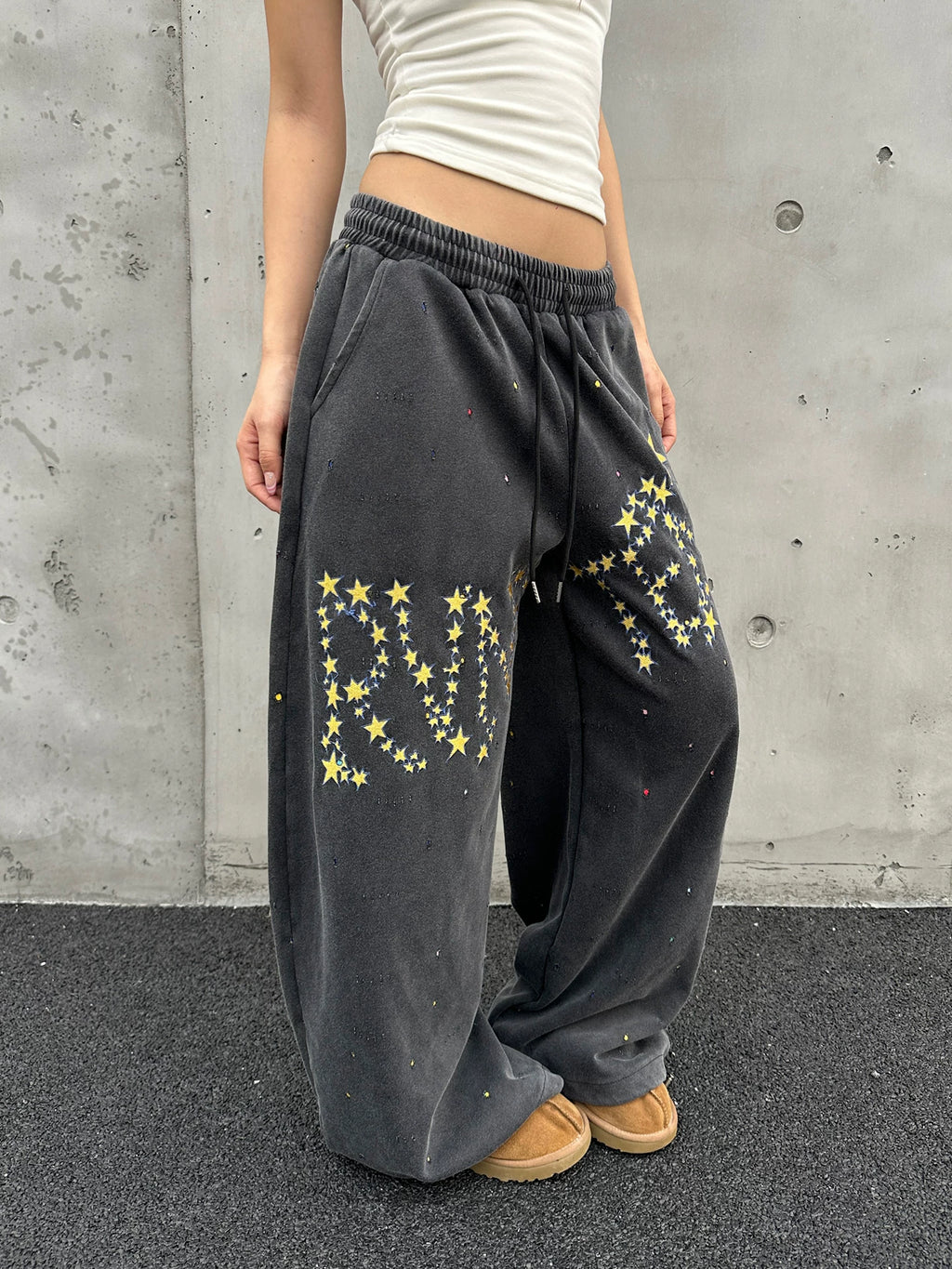 Unisex Loose Fit Elastic Waist Oversized Trousers