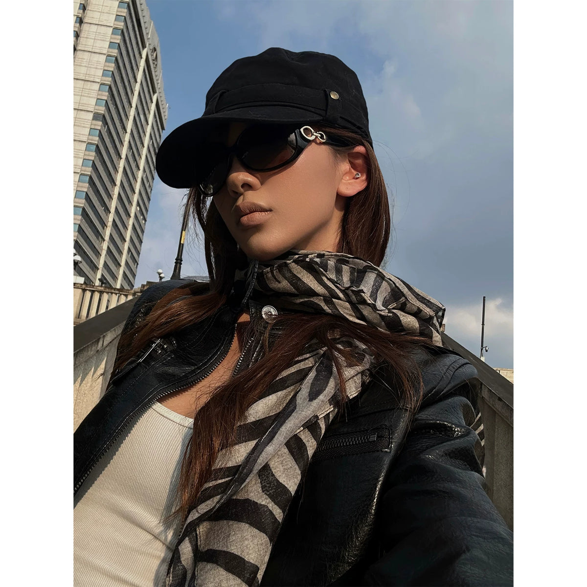 HABON American Style Casual Retro Zip-Up PU Leather Jacket for Men and Women