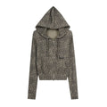 HABON Leopard Cropped Zip-Up Hoodie