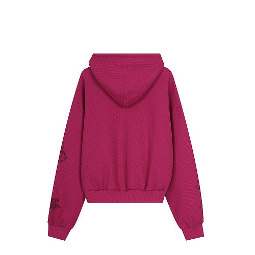 HABON Waffle Graphic Zip-Up Hoodie