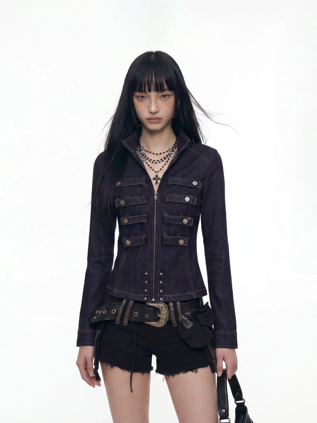 HABON Napoleon Cropped Denim Jacket