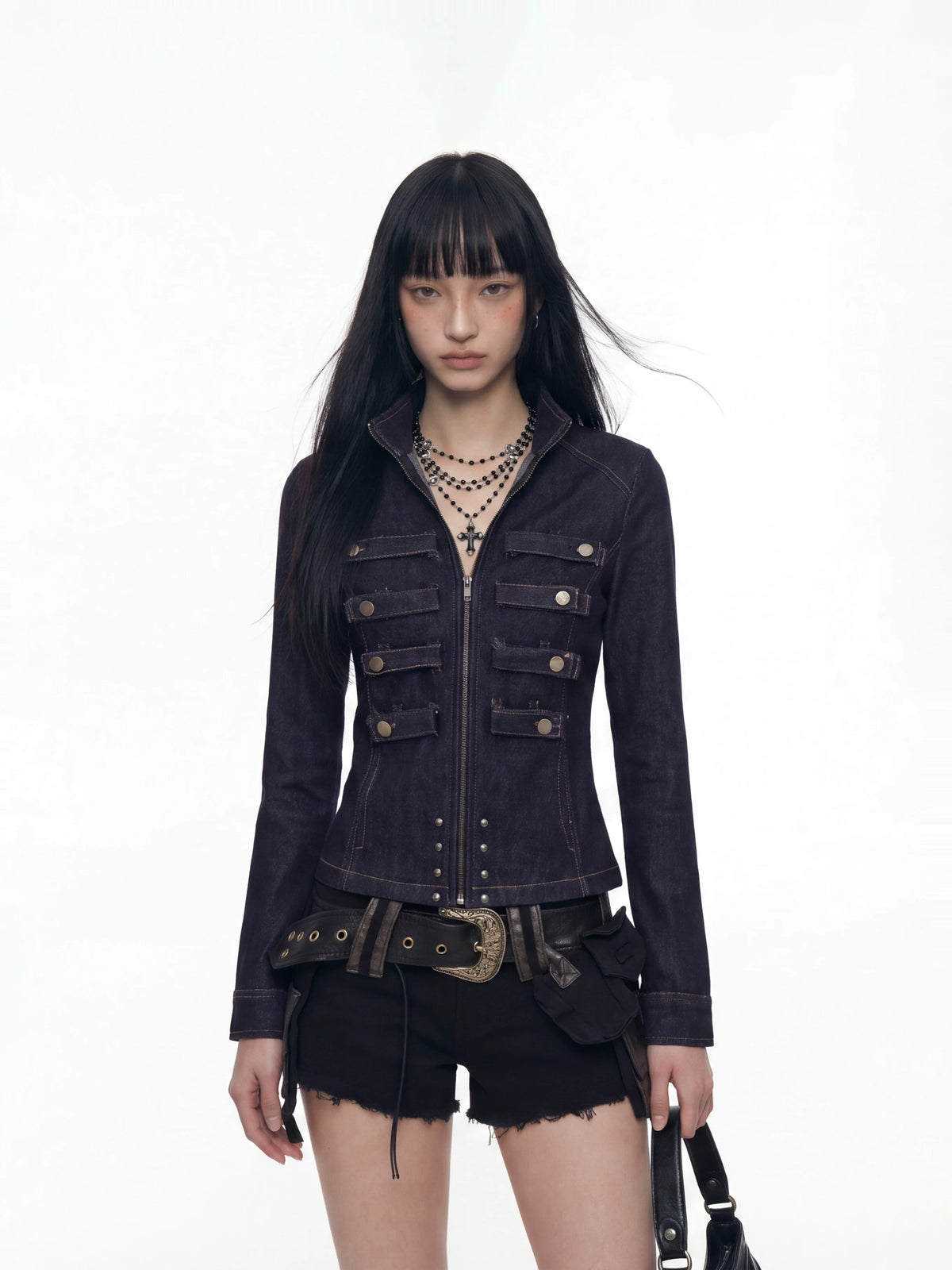 HABON Napoleon Cropped Denim Jacket
