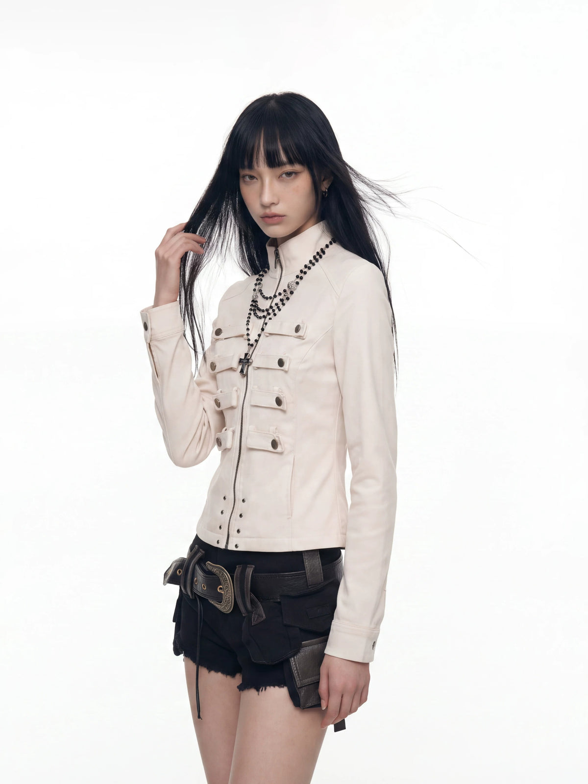 HABON Napoleon Cropped Denim Jacket