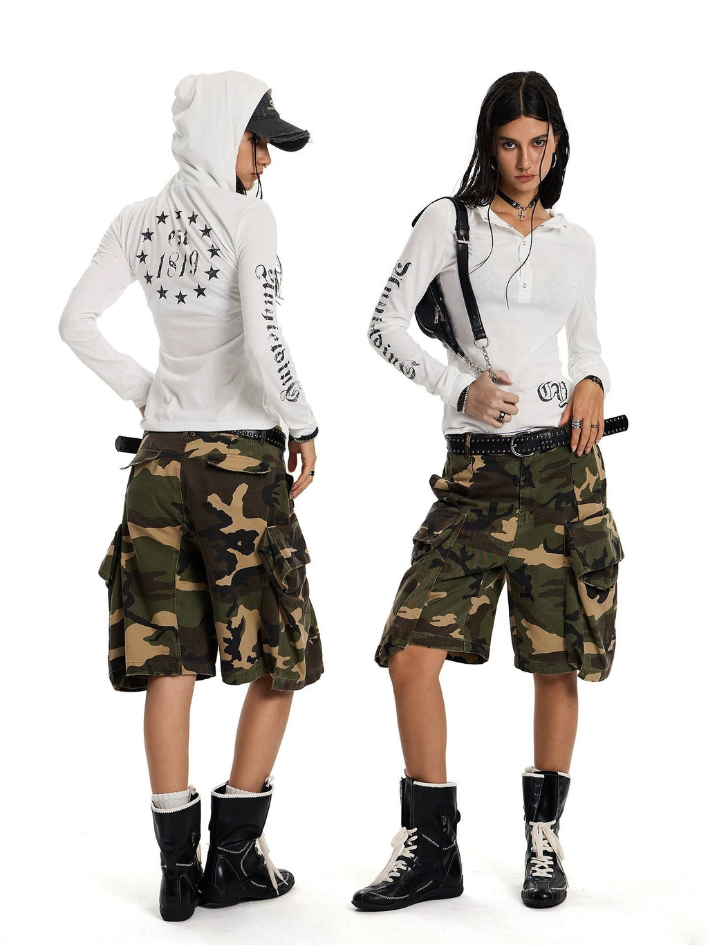 Letter Print Hooded Long-Sleeved