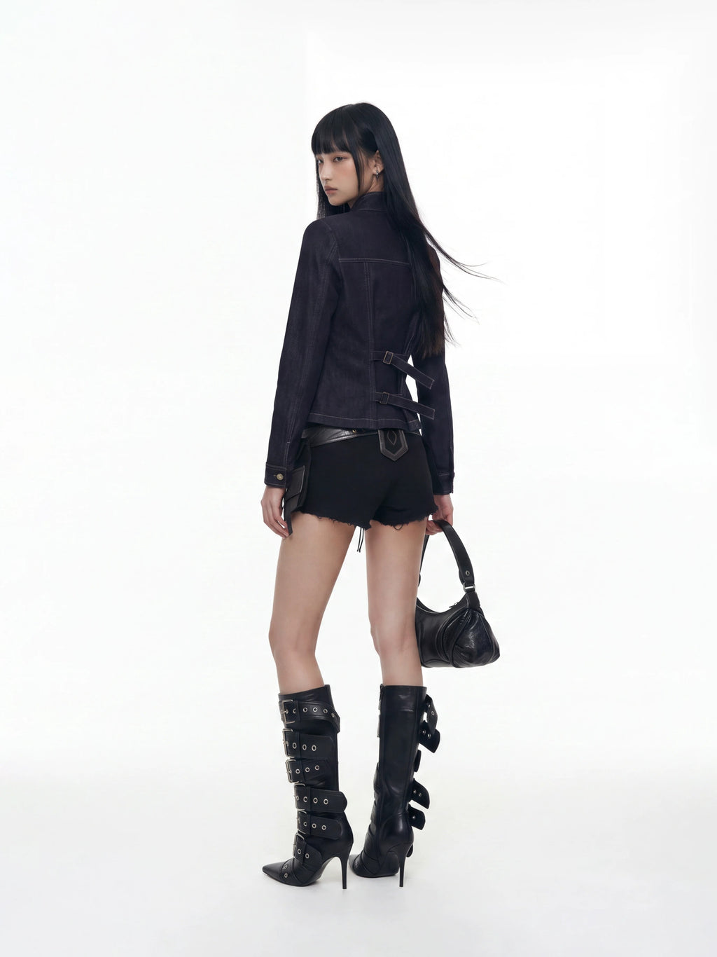 HABON Napoleon Cropped Denim Jacket