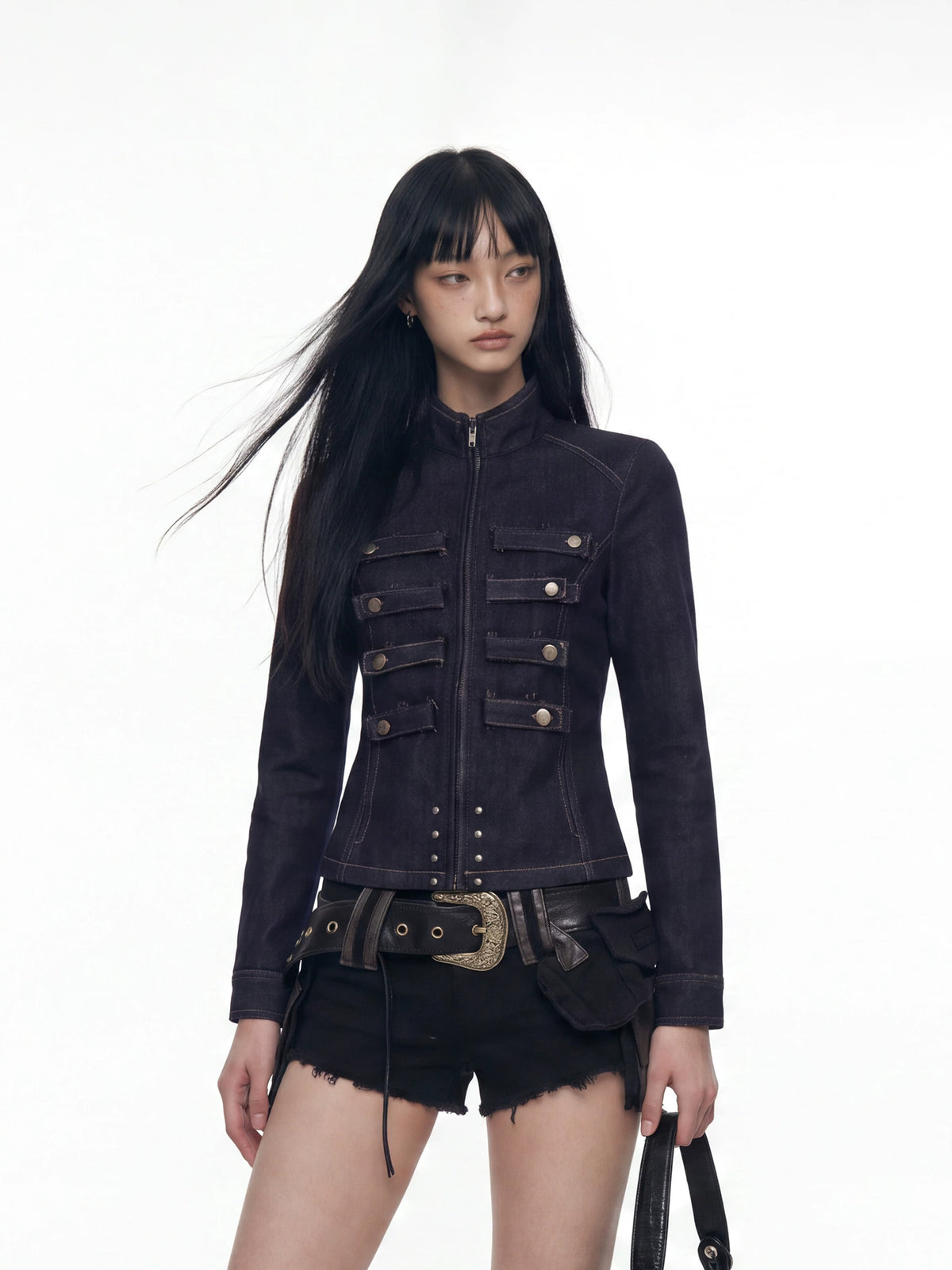 HABON Napoleon Cropped Denim Jacket