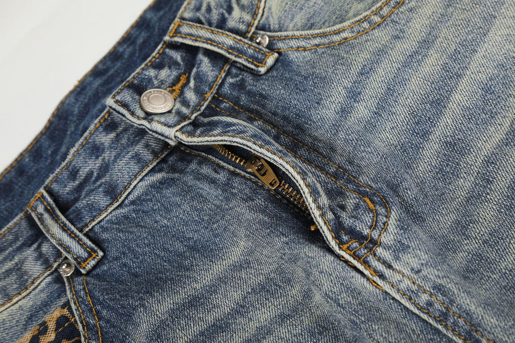 Vintage Leopard Patchwork Jeans