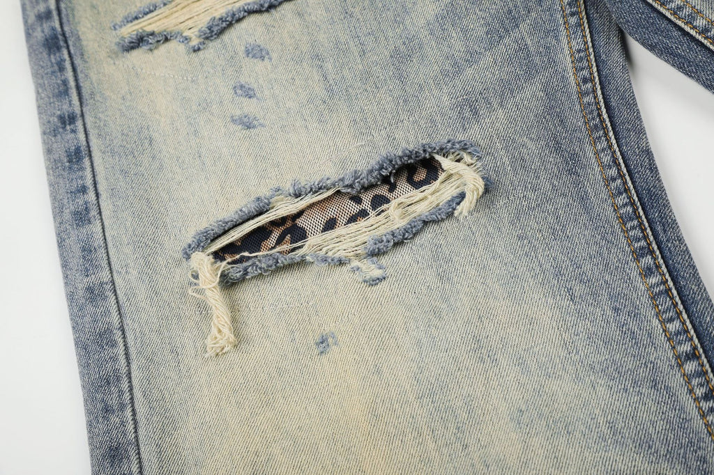 Vintage Leopard Patchwork Jeans