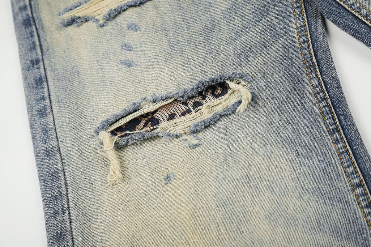 Vintage Leopard Patchwork Jeans
