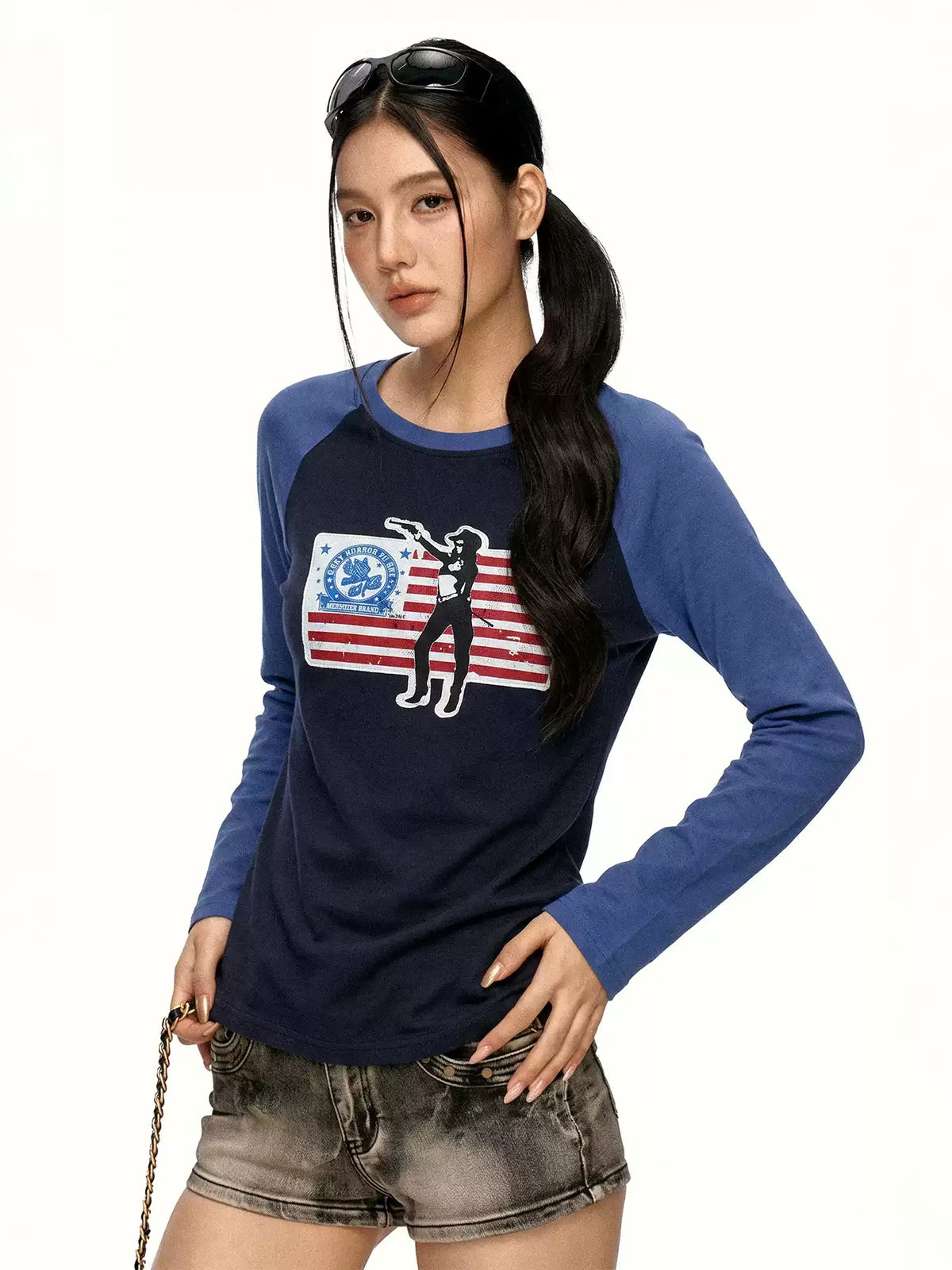 HABON Flag Raglan Long Sleeve Tee