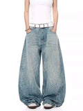 Retro Lightning Rhinestone Wide-Leg Jeans