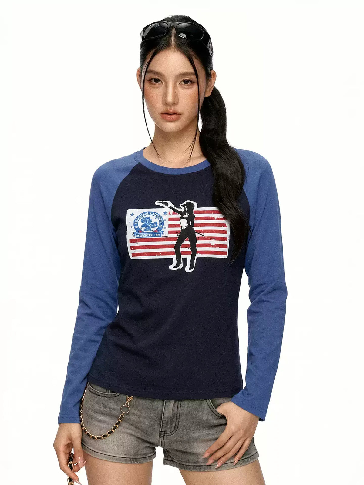 HABON Flag Raglan Long Sleeve Tee