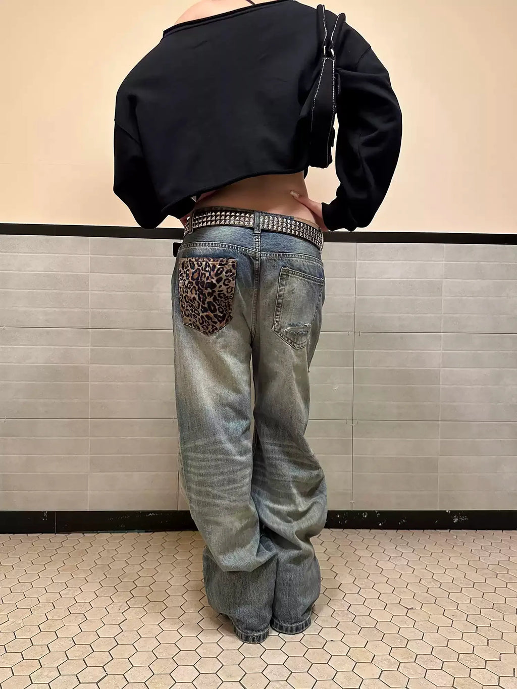 Vintage Leopard Patchwork Jeans
