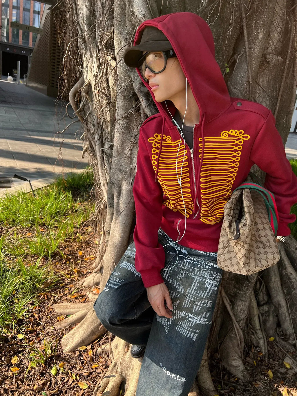 Royal Print Zip-Up Hoodie